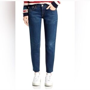 rag & bone Dre Low-Rise Slim Raw Hem Boyfriend Jeans in New Worn Wash Size 29